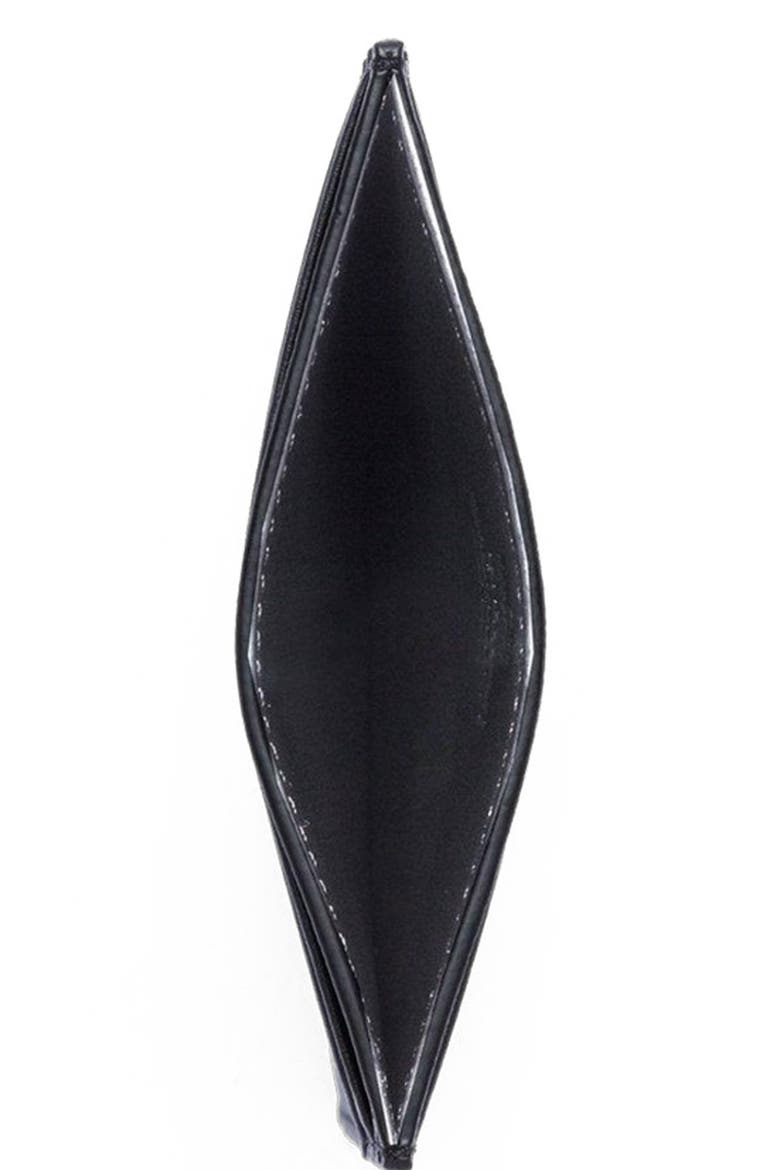 Aren Card Case in Embossed Monogram Leather, Alternate, color, Black