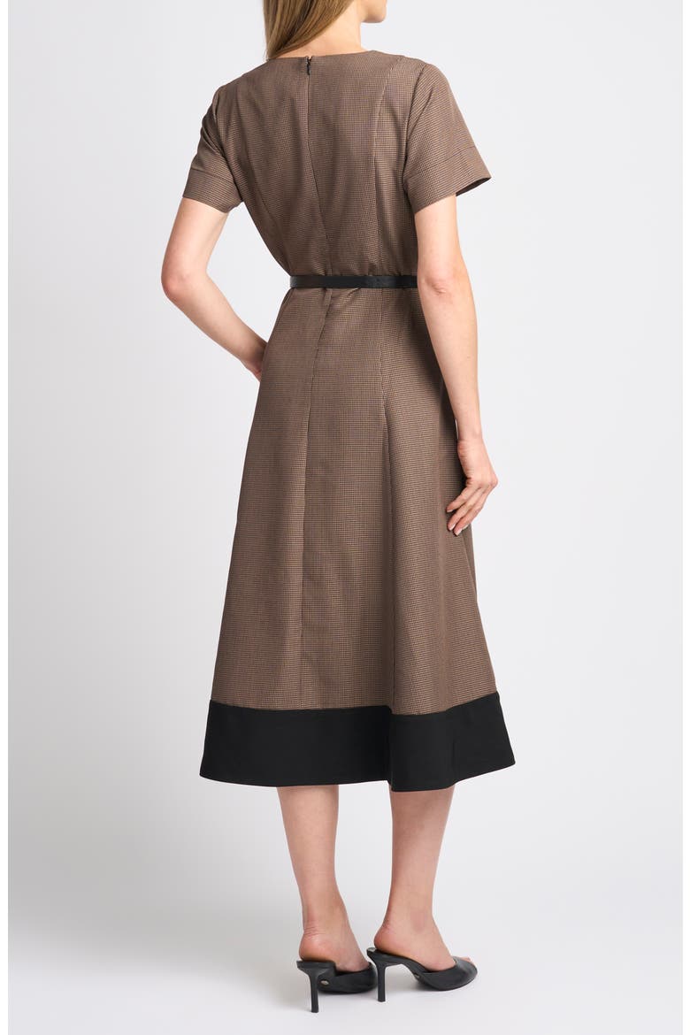 Combo Hem Dress with Leather Belt, Alternate, color, RICH BLACK