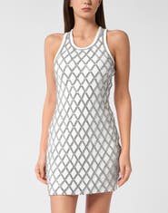 PHILIPP PLEIN Short Tank Dress Crystal Net Women
