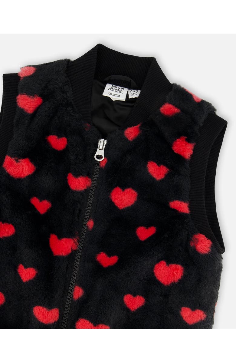 Deux par Deux Faux Fur Sleeveless Vest with Hearts, Alternate, color, 