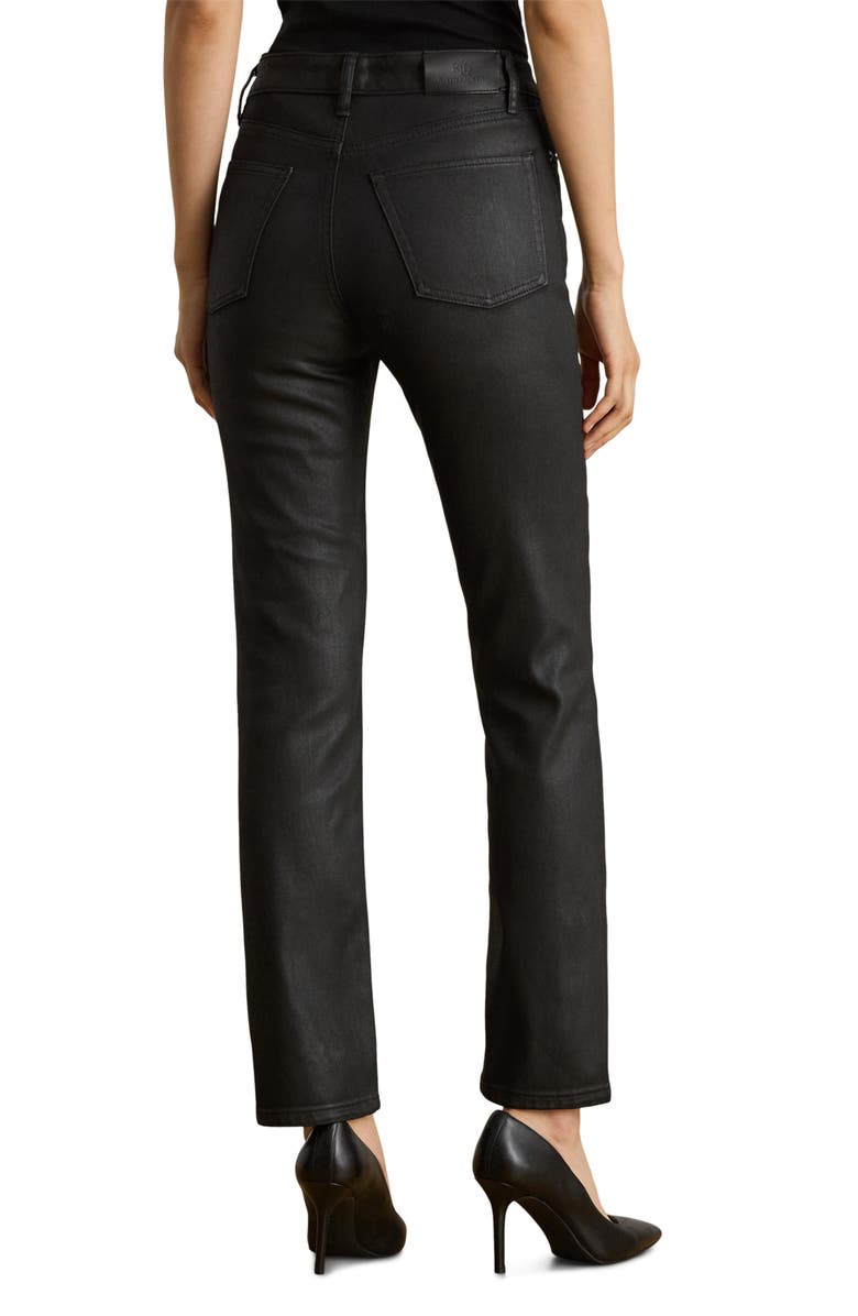 Lauren Ralph Lauren Coated High Waist Straight Leg Ankle Jeans, Alternate, color, Black