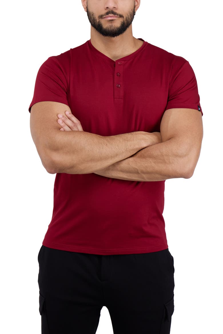 Short Sleeve Henley, Alternate, color, BURGUNDY