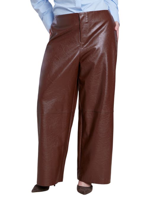 Adjustable Waist Faux Leather Wide Leg Pant