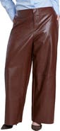 ELOQUII Adjustable Waist Faux Leather Wide Leg Pant