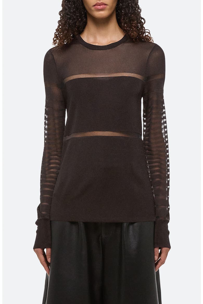 Burnout Stripe Sheer Top, Main, color, ESPRESSO - D1P