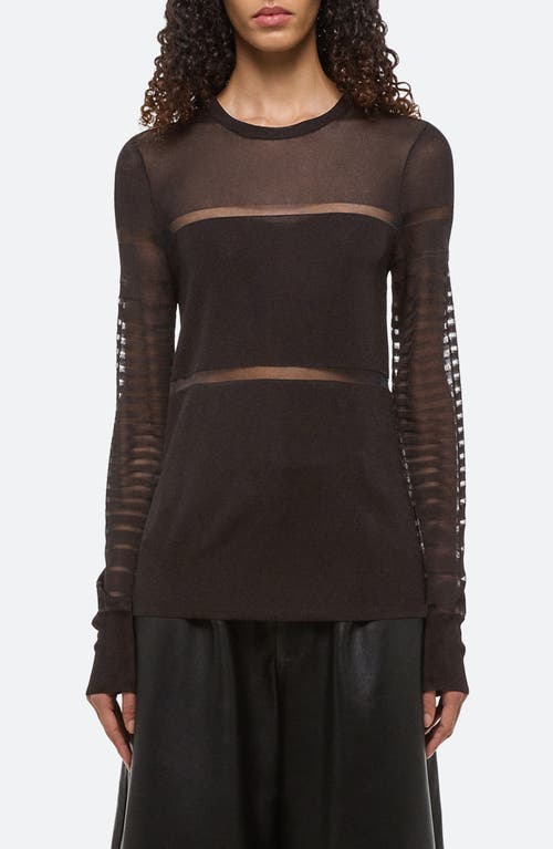 Helmut Lang Burnout Stripe Sheer Top In Black