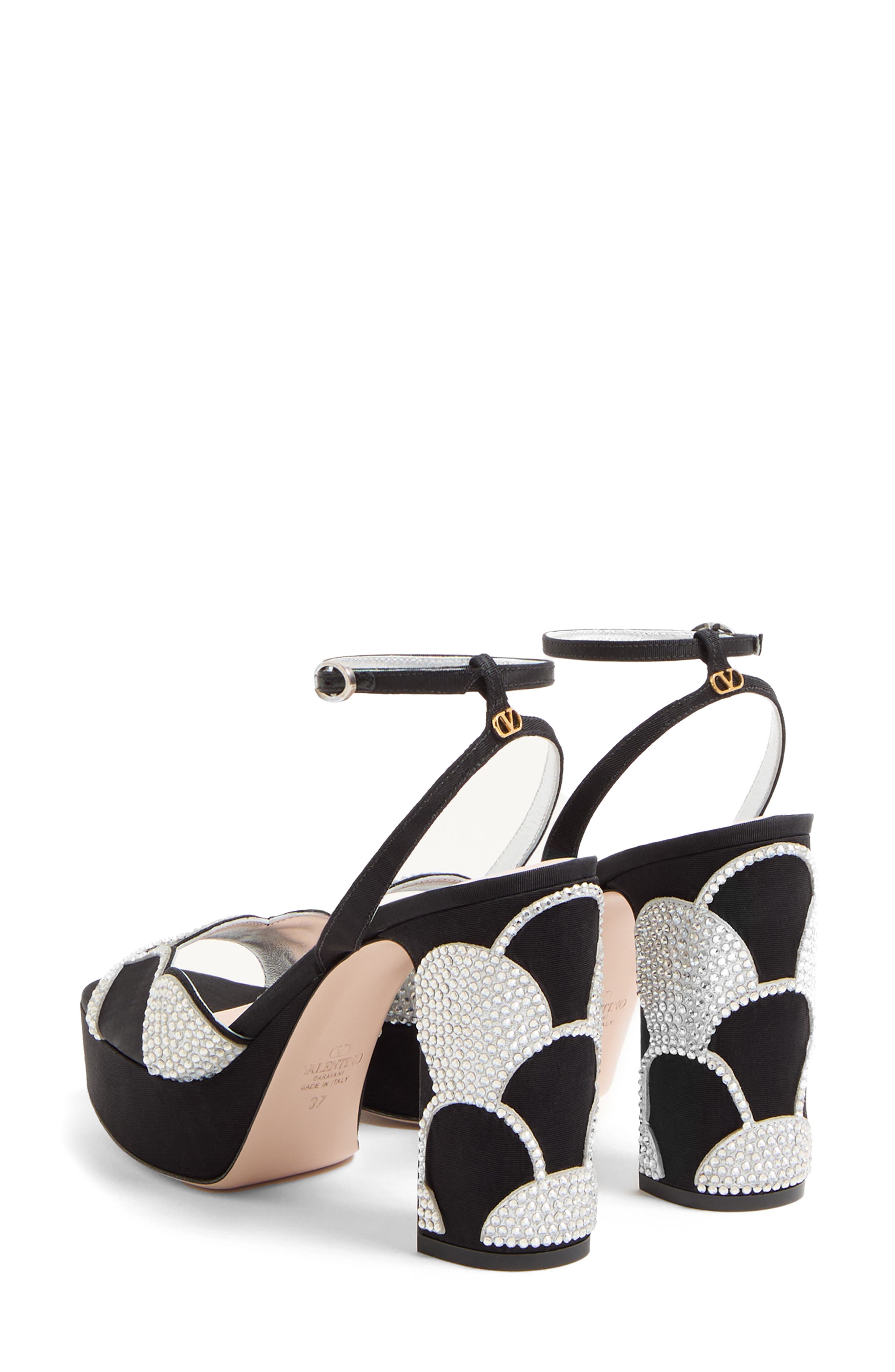 Valentino Garavani Bowow Platform Sandal, Alternate, color, Black/ Silver