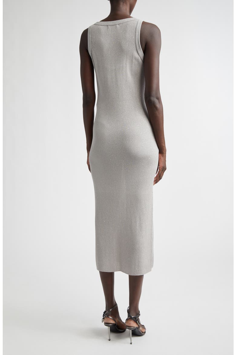 Sequin Rib Tank Dress, Alternate, color, SILVER