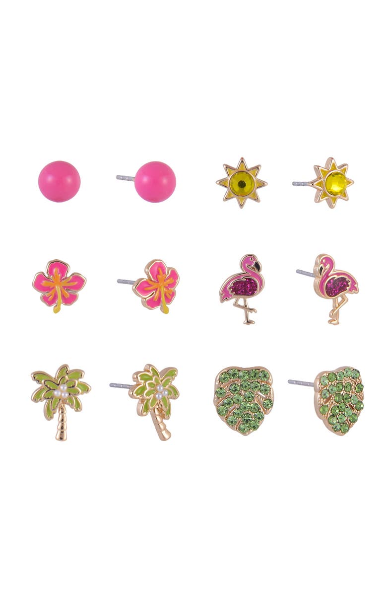 Hallmark 6 Pack Island Theme Stud Earring Set, Main, color, Multicolored