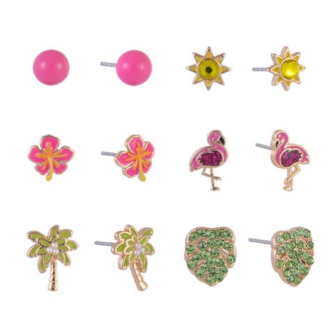6 Pack Island Theme Stud Earring Set