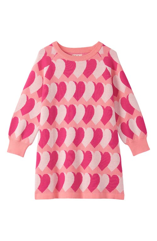 Hatley Kids' Heart Jacquard Trapeze Dress In Pink