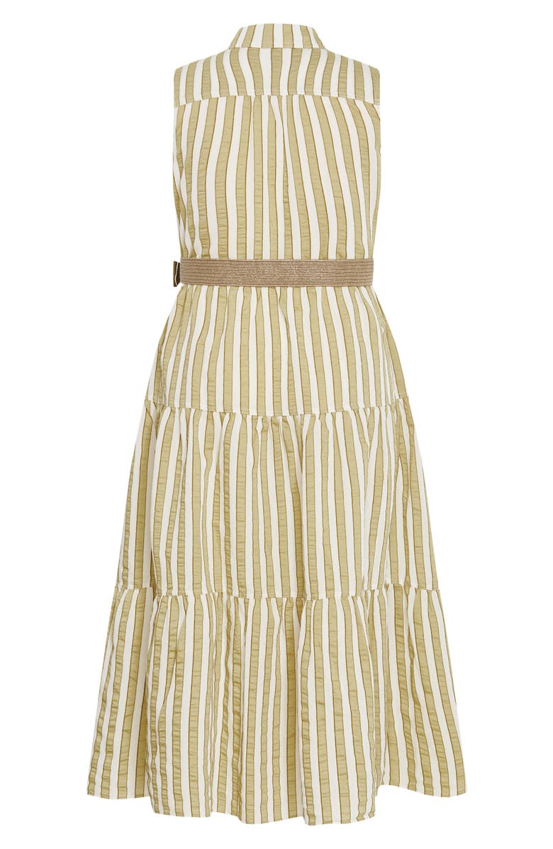 City Chic Clean Lines Belted Midi Dress, Alternate, color, Moss Stripe
