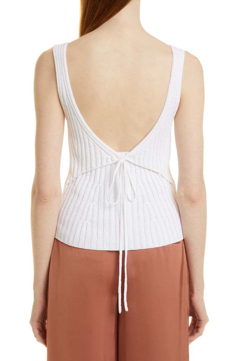 Vince Rib Tie Back Cotton Blend Tank Top, Alternate, color, Optic White