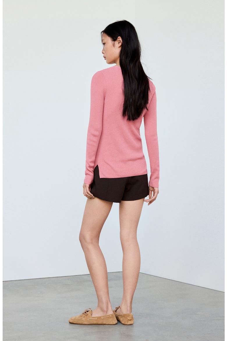 V-Neck Rib Cardigan, Alternate, color, LIGHT PINK
