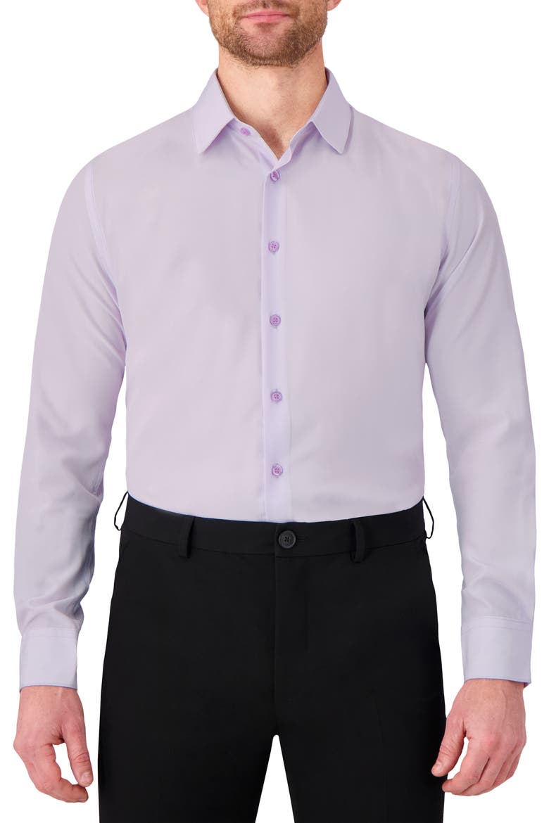 Slim Fit 4-Way Stretch Button-Up Shirt, Main, color, LAVENDER