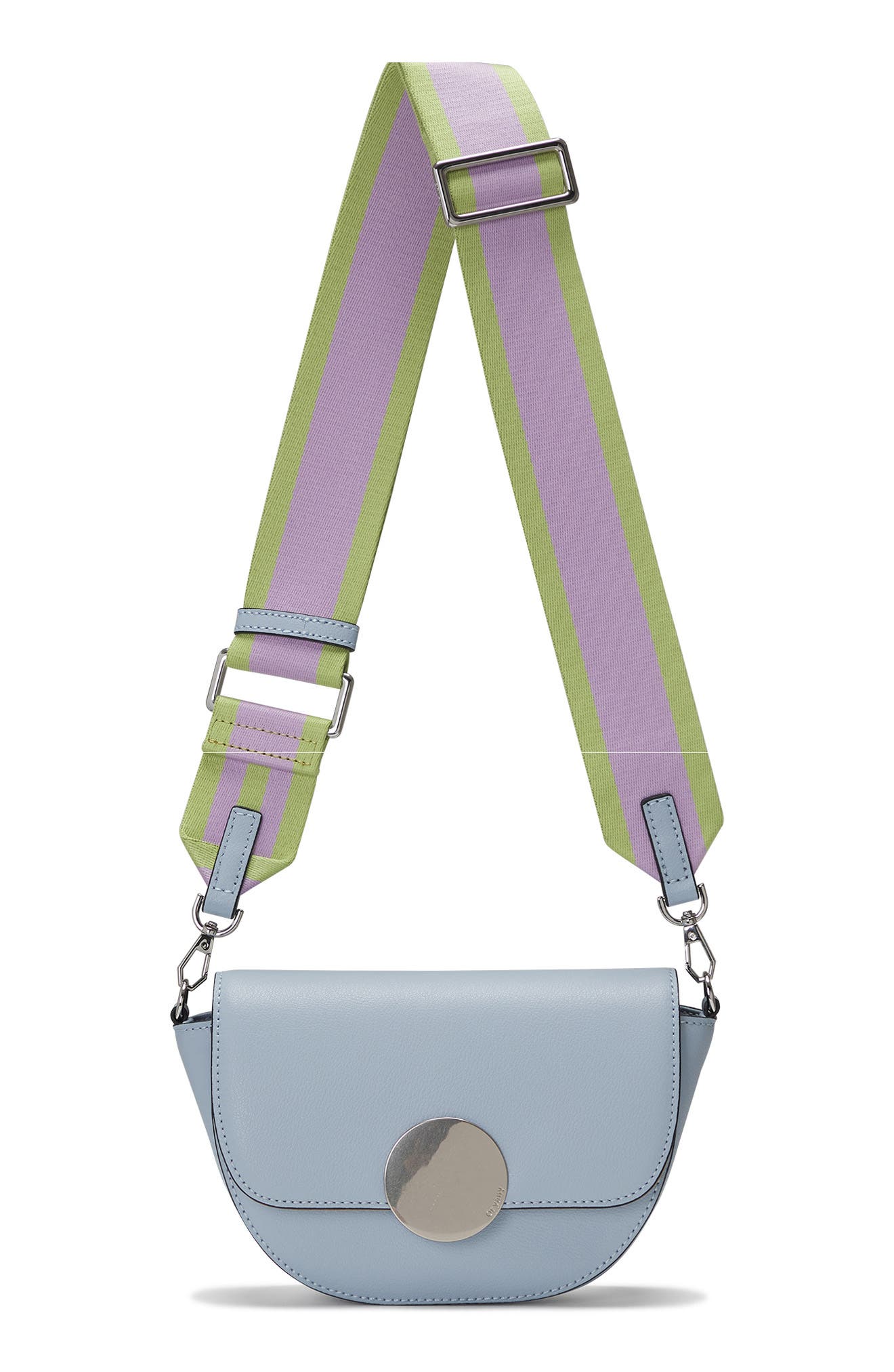 Lottie Leather Saddle Crossbody Bag, Alternate, color, SPACE BLUE