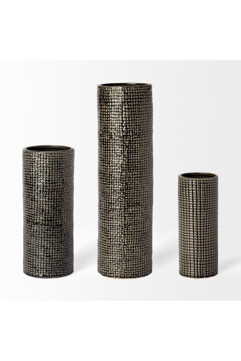 Kona II Medium Black and Gold Ceramic Vase, Alternate, color, Black