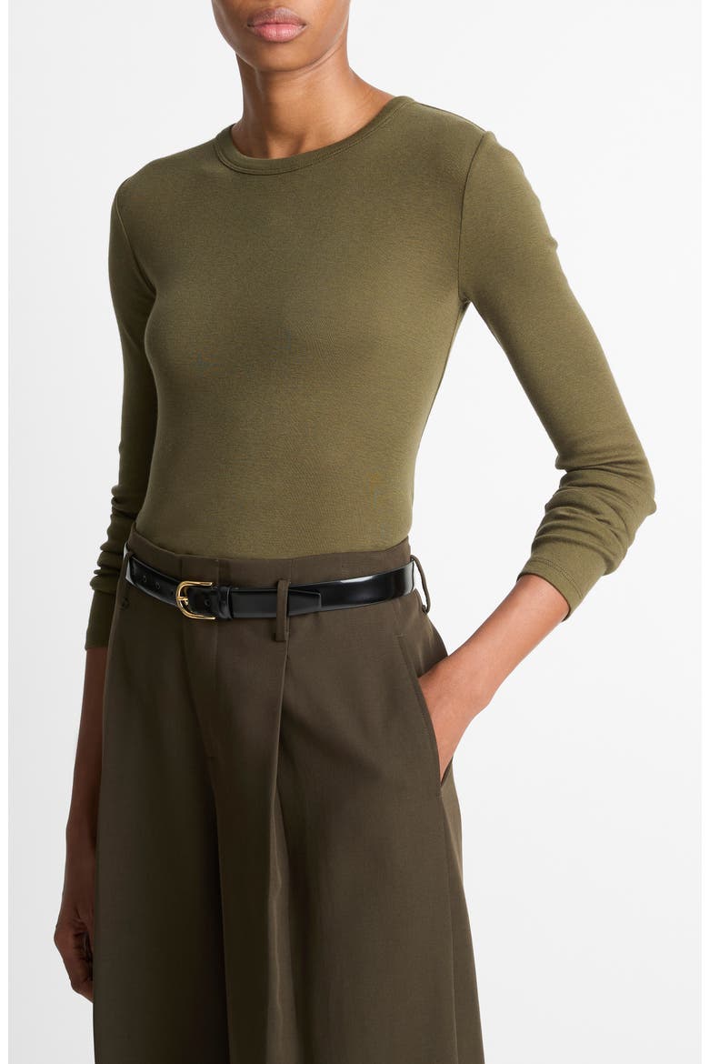 Essential Long Sleeve Pima Cotton & Modal T-Shirt, Alternate, color, HERBA