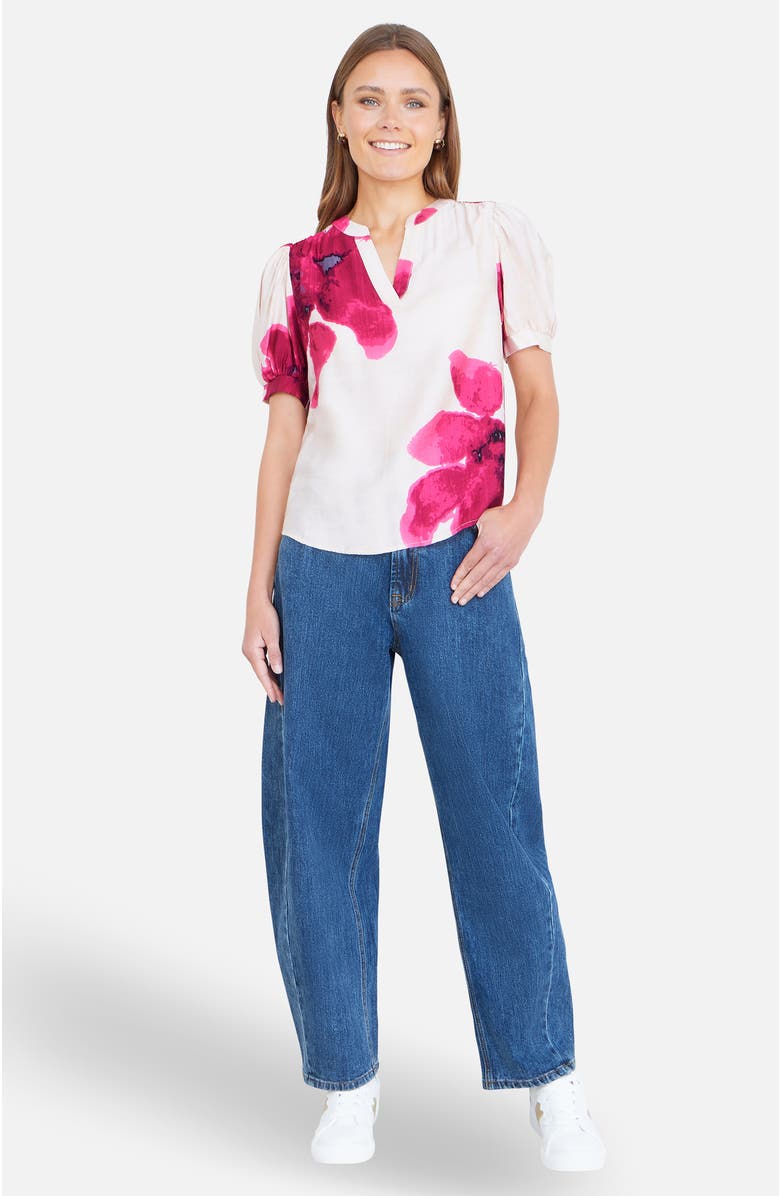 Yumi Watercolour Viscose Floral Top, Alternate, color, Pink