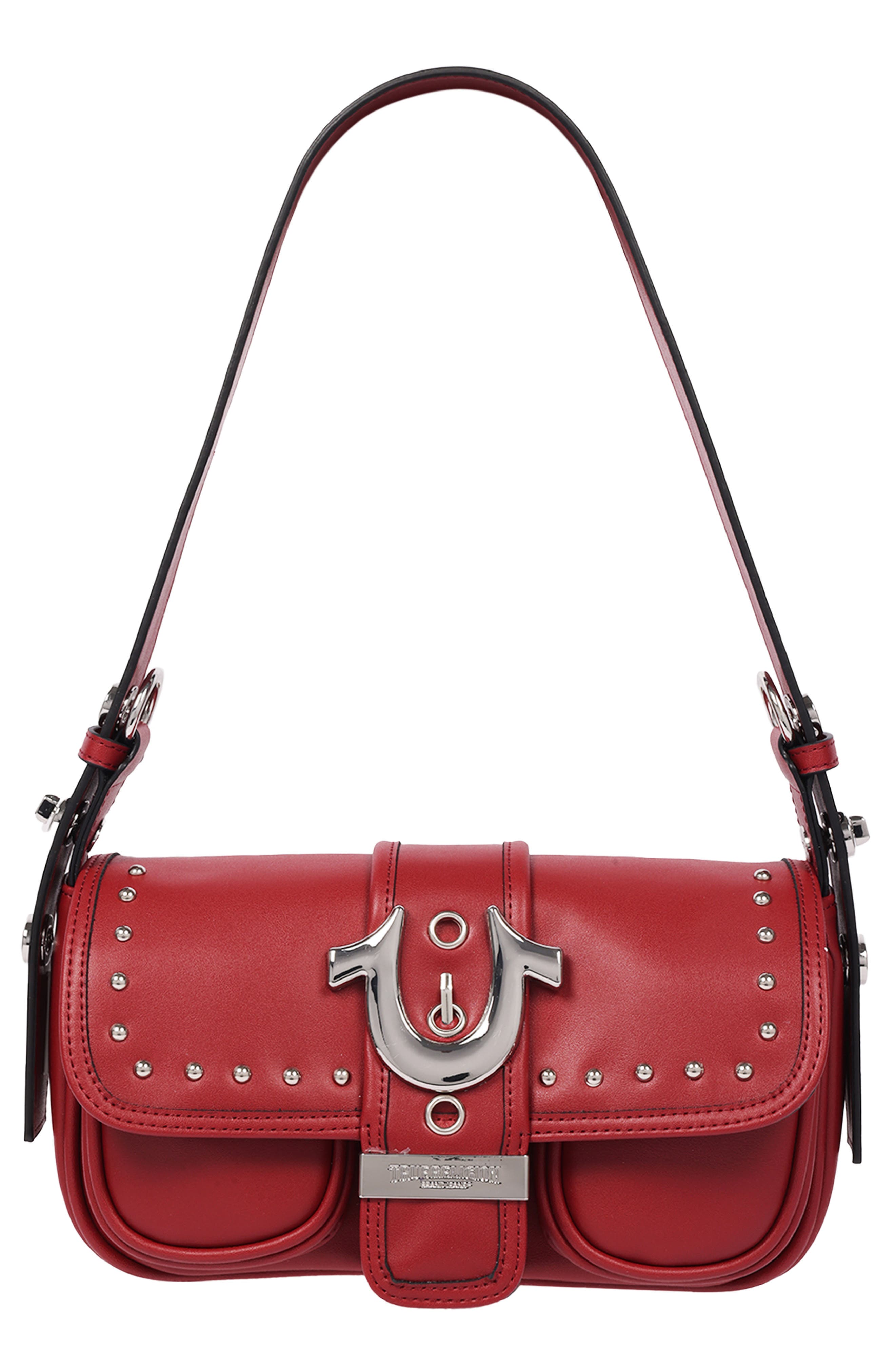 Smooth Moto Studded Faux Leather Shoulder Bag