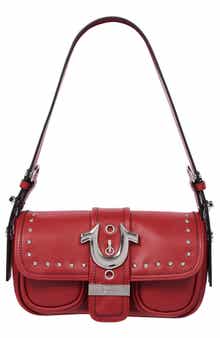 Smooth Moto Studded Faux Leather Shoulder Bag