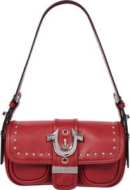 True Religion Smooth Moto Studded Faux Leather Shoulder Bag