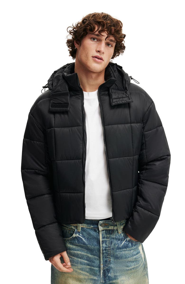 Cotton On Men's Puffer Jacket, Main, color, Black