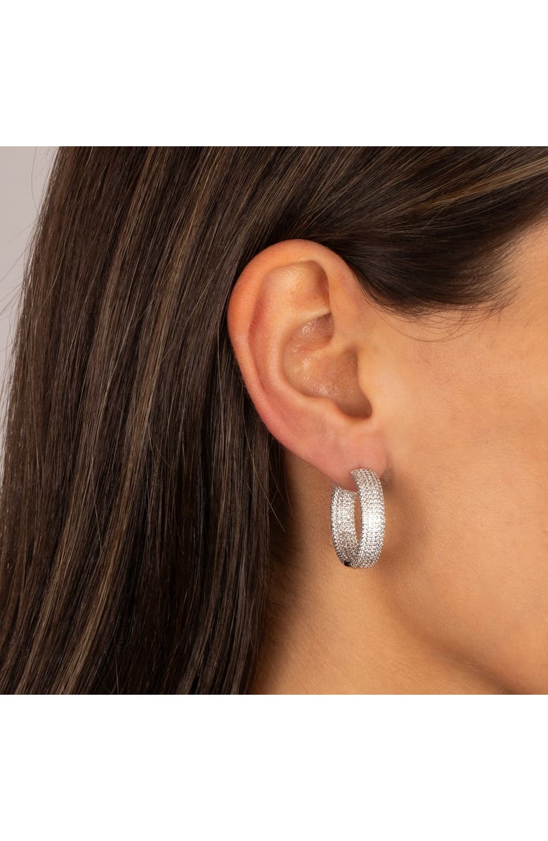 BY ADINA EDEN CZ Pavé Rounded Wide Hoop Earring, Alternate, color, Silver - 25 Mm