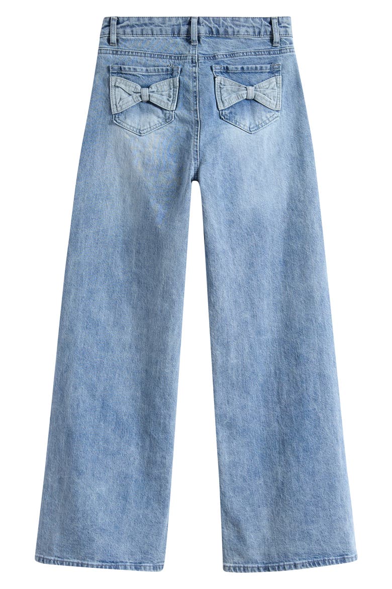 Kids' Bow Pocket Straight Leg Jeans, Alternate, color, LIGHT INDIGO