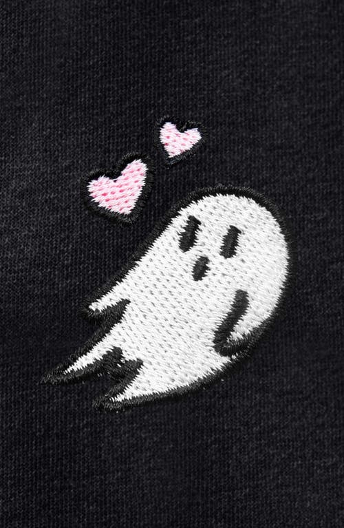 Dalix Heartly Ghost Zip Fleece Hoodie In Black