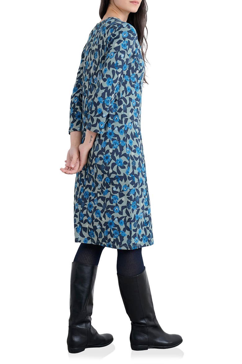 Cornish Oaks Long Sleeve Stretch Organic Cotton Dress, Alternate, color, PRESSED PLANTS LICHEN