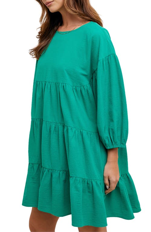 Wishlist Tiered Cotton Babydoll Dress In Green