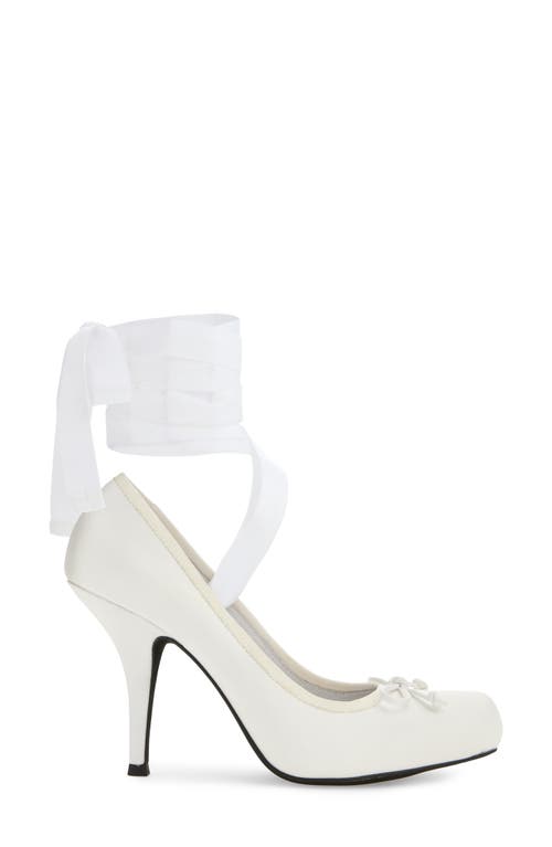 Jeffrey Campbell Nympha Ankle Wrap Pump In White Satin