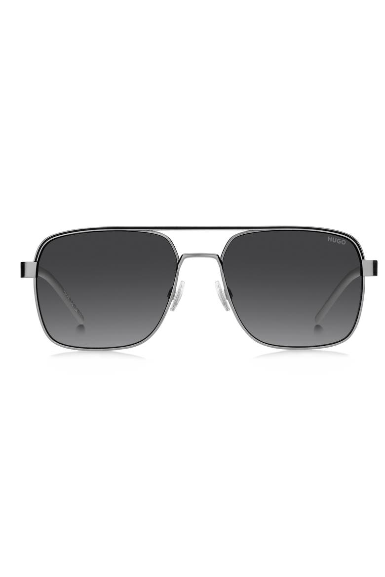 57mm Square Sunglasses, Main, color, MATTE RUTHENIUM/ DARK GREY SF