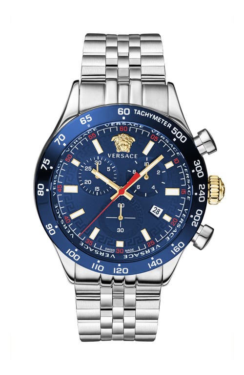Versace Men's Hellenyium Silver Stainless Steel Bracelet Watch, 44mm In Stainless Steel