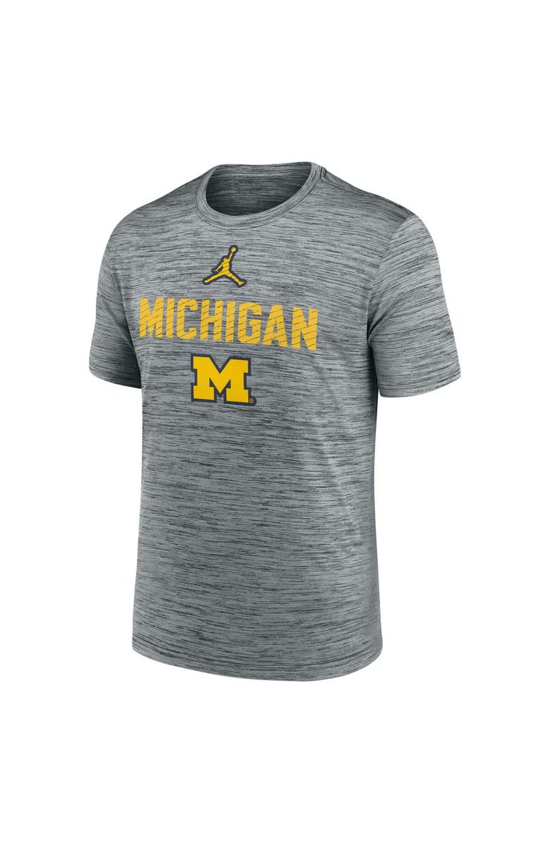 Jordan Brand Men's Jordan Brand Heather Gray Michigan Wolverines Campus Slant Velocity Performance T-Shirt, Alternate, color, Heather Gray
