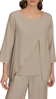 Donna Karan New York Overlap Wrap Front Top