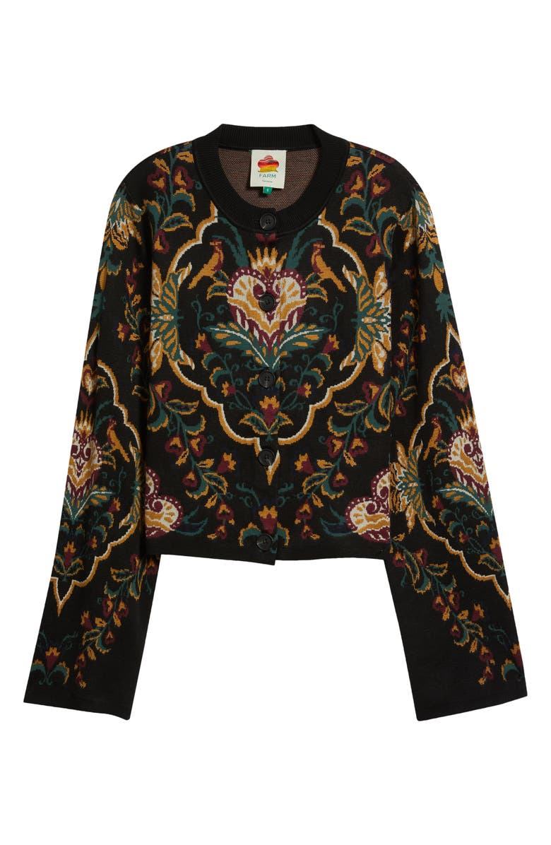 FARM Rio Majestic Hearts Knit Cardigan, Alternate, color, Black