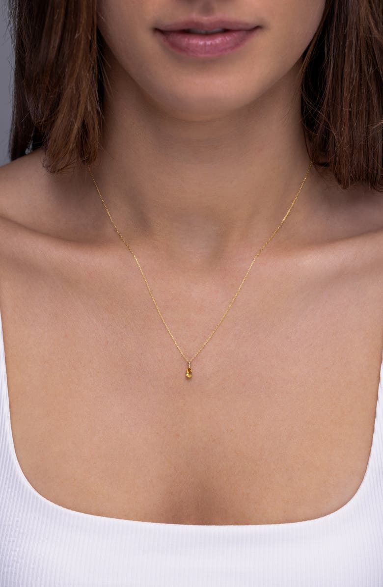 Bony Levy 14K Gold Pear Cut Citrine Pendant Necklace, Alternate, color, 14K Yellow Gold
