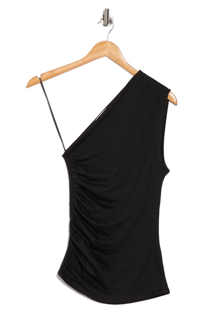 Vigoss Ruched One-Shoulder Top, Alternate, color, Black