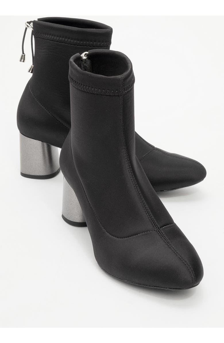 Prologue Shoes Landes Scuba Block Heel Boot, Main, color, Black Faux Leather