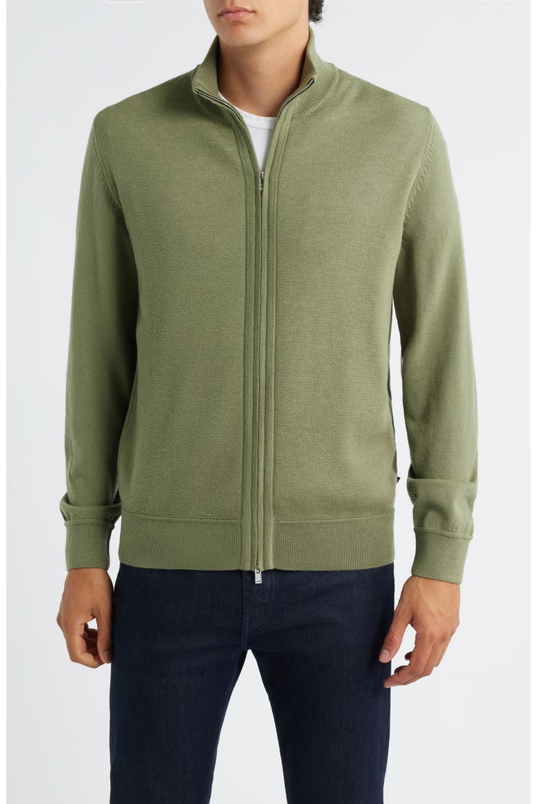 Illarione Zip Wool Cardigan, Alternate, color, MEDIUM GREEN