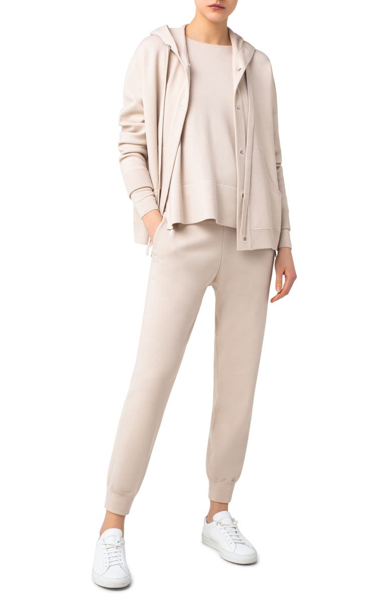 Akris punto Snap Front Wool Hoodie, Alternate, color, 