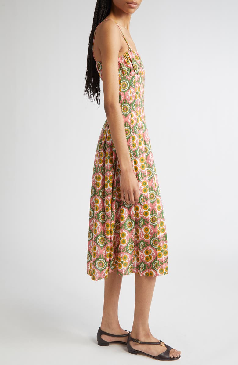 MILLE Tully Floral Pleated Cotton Midi Sundress, Alternate, color, Yucatan