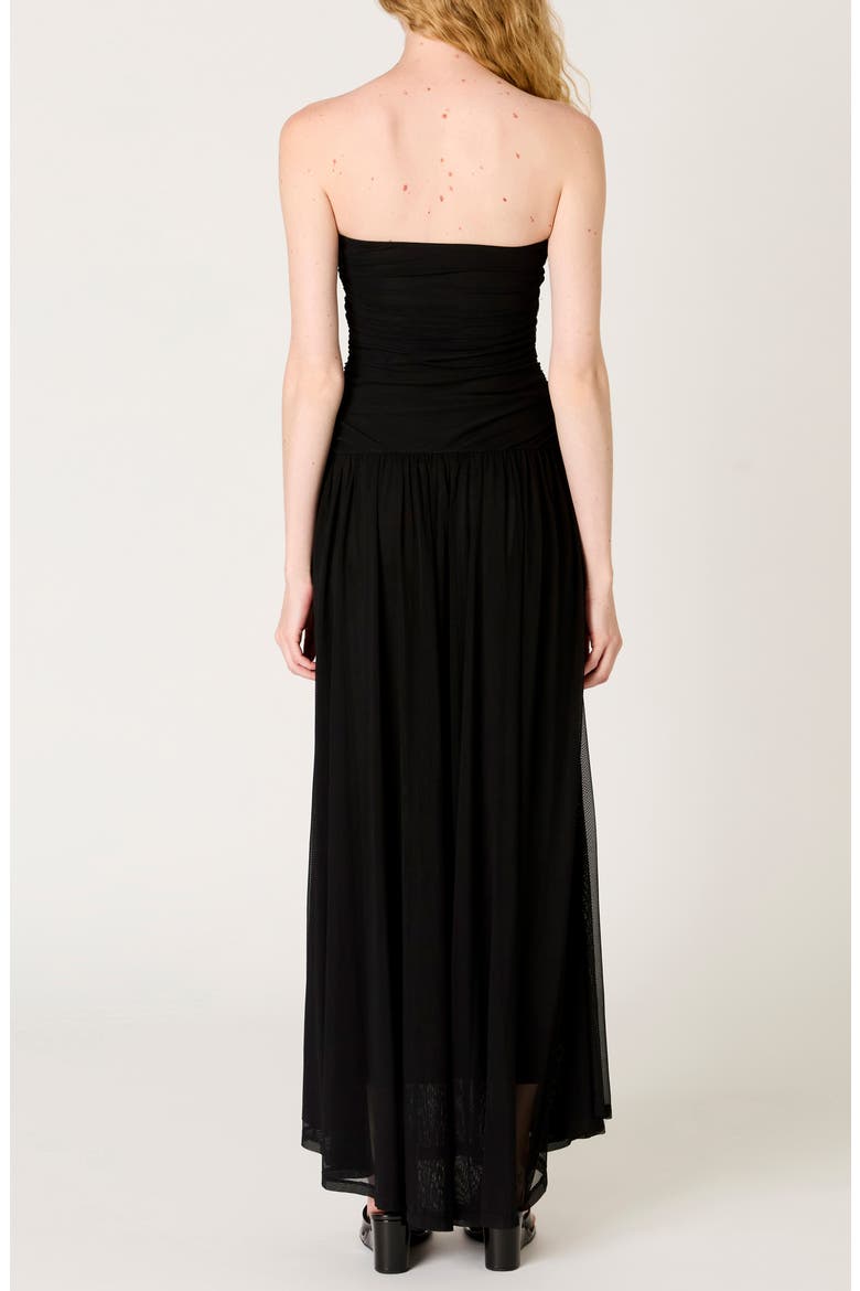 Beverly Ruched Strapless Chiffon Maxi Dress, Alternate, color, BLACK