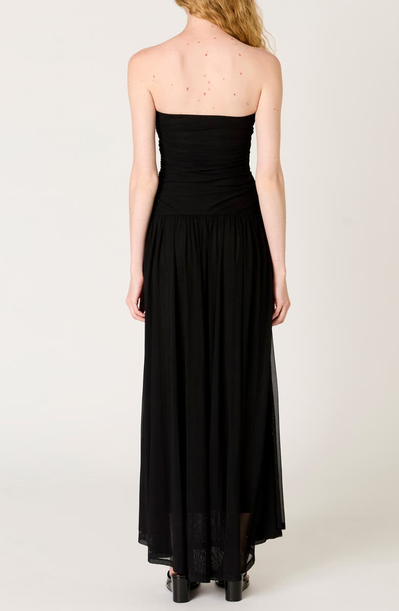 Nia Beverly Ruched Strapless Chiffon Maxi Dress, Alternate, color, Black