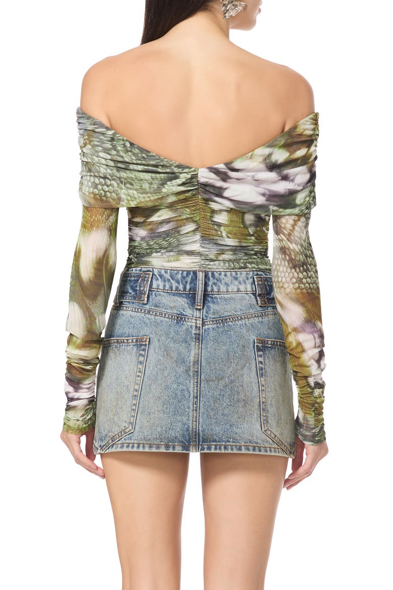 Coyle Off the Shoulder Ruched Top, Alternate, color, MIXED SNAKE SWIRL