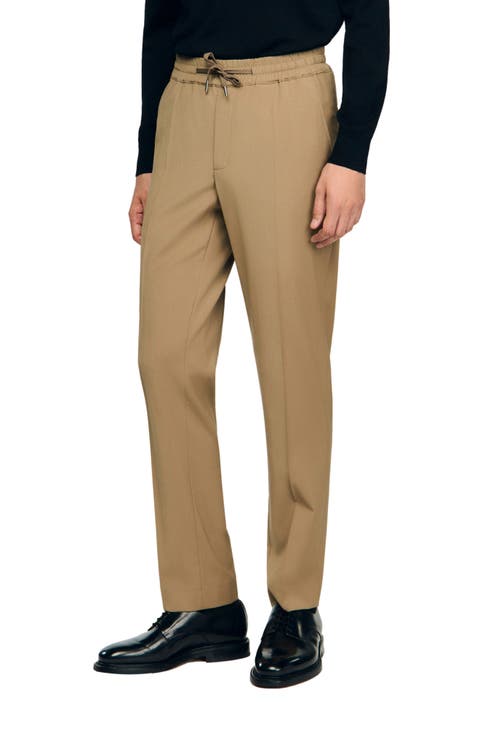 Elasticated straight-leg trousers