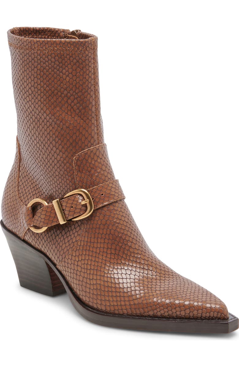 Dolce Vita Rave Pointed Toe Bootie, Main, color, Saddle Embossed Leather