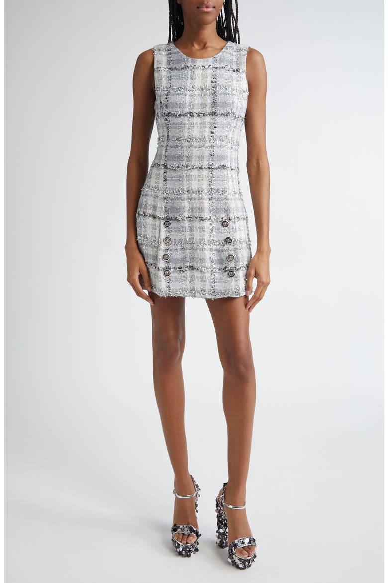 Raschel Check Shimmer Tweed Minidress, Main, color, QUADRI-CHECK-TARTAN